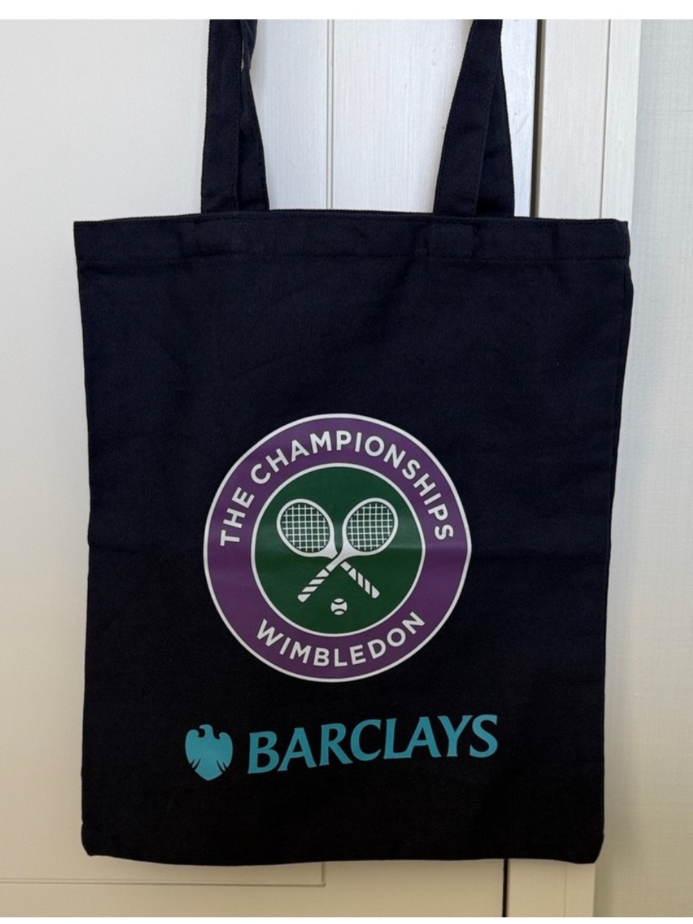 Wimbledon Navy Blue Purple Green Logo Cotton Canvas Tote Bag